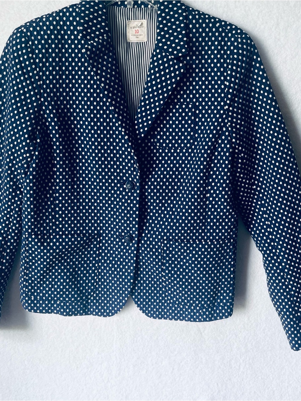 GAP Navy and White Polka Dot Blazer Sz 10